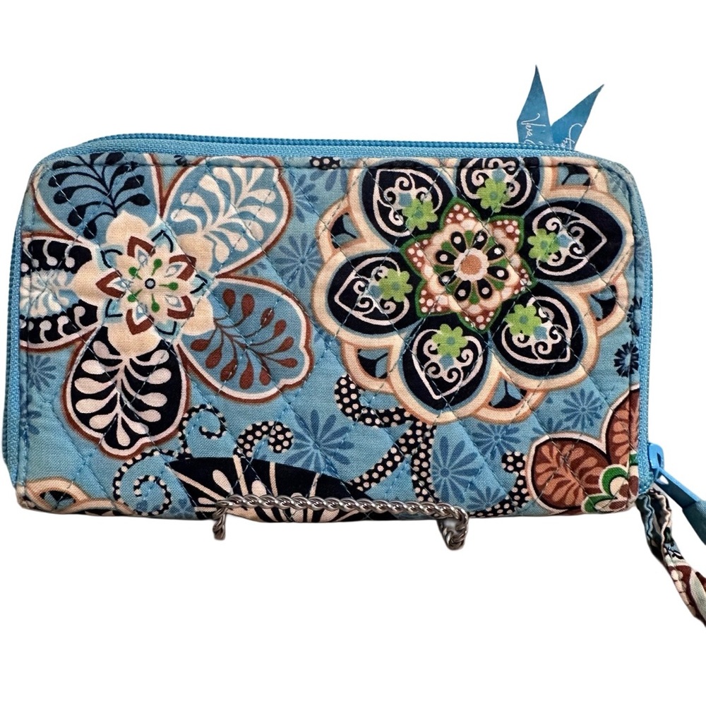 Vera Bradley Zip Around Wristlet/Wallet Bali Blue Retired Pattern Large Slim GUC - Picture 4 of 12